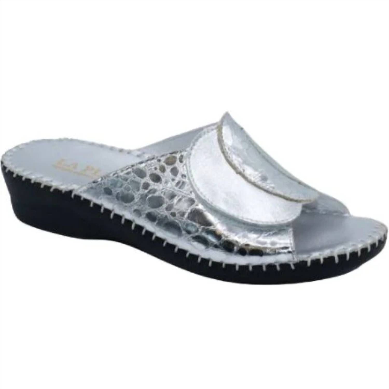 New Laplume Women's Paola Leather Slide In Silver
